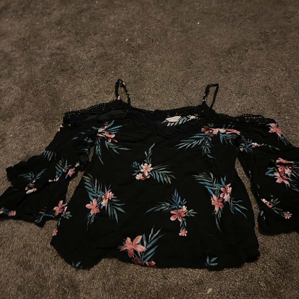 Black floral shirt